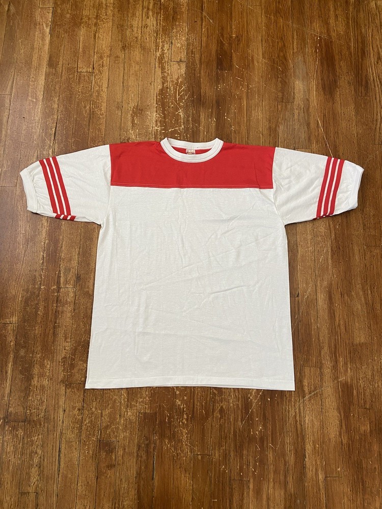 Deadstock Vintage 80s Single Stitch Classic Retro Ringer T-Shirt Adult XL USA