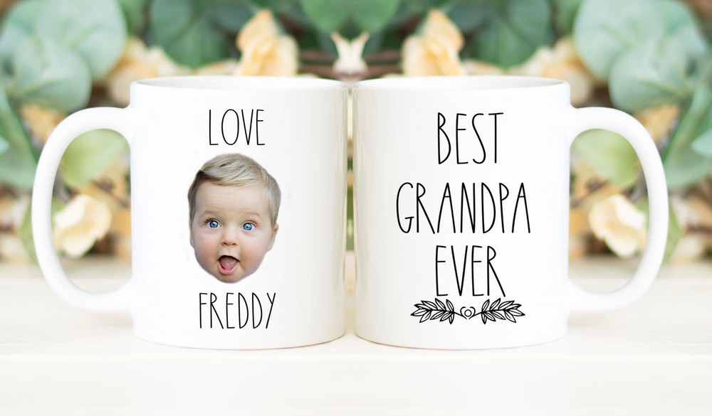 Best Grandpa Ever Mug Custom Baby Face Mug Personalized With Photo Of