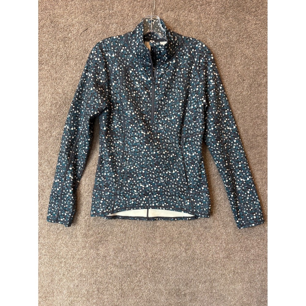 Kinesis Womens Small Blue Abstract Floral Quarter Zip Pullover Activewear Top