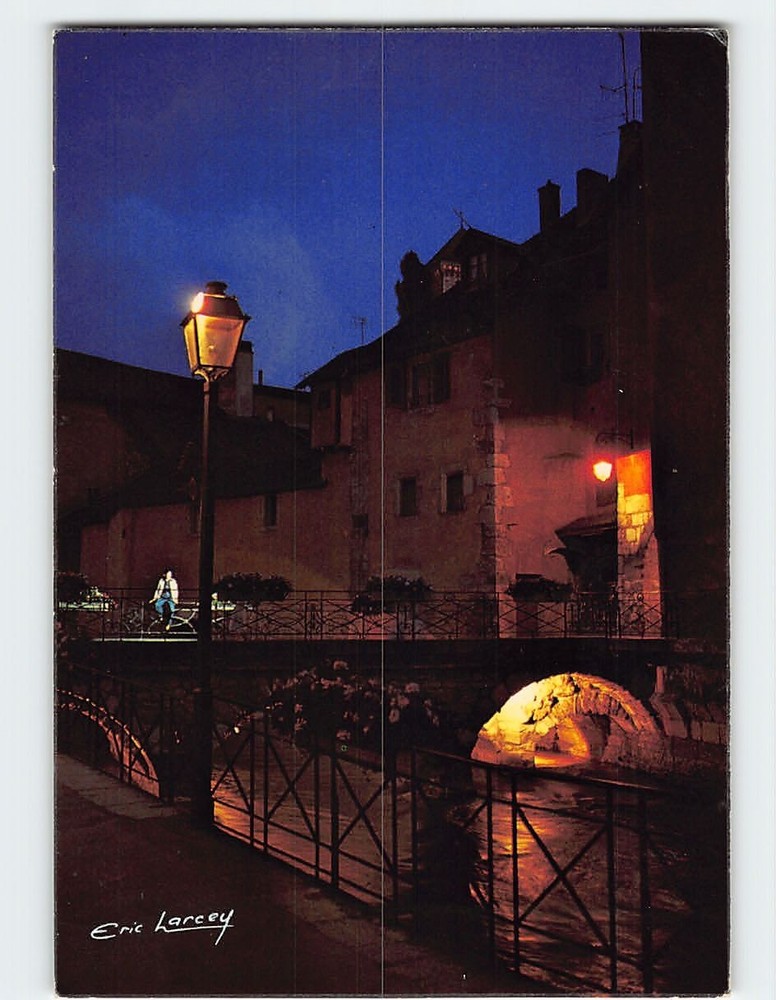 Postcard Vue de nuit du Canal du Thiou et du Pont Morens La Vieil Annecy France