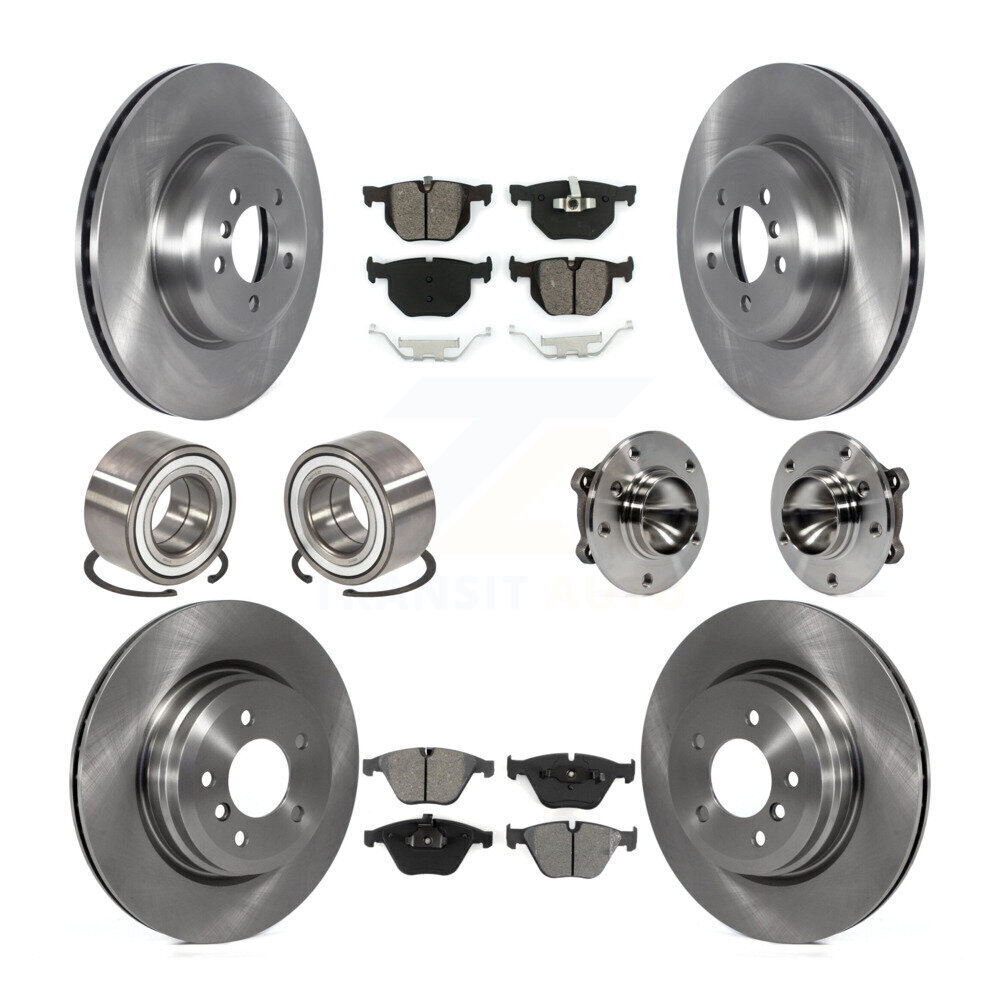 Complete 10-Piece Hub Bearing Brake Rotor Pads Kit for BMW 335i Convertible Front Rear