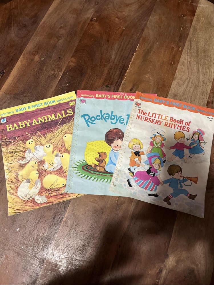 BABY'S FIRST GOLDEN BOOK Lot Of 3 Wipes Clean NonToxic Golden Prs Vintage Rare!