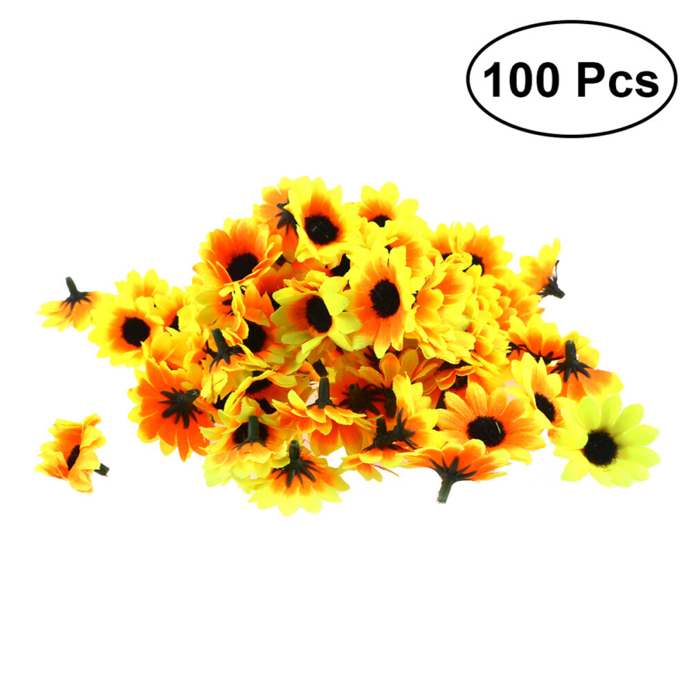 100pc Lifelike Artificial Plastic Sunflower Heads Home Party Decoration Prop New