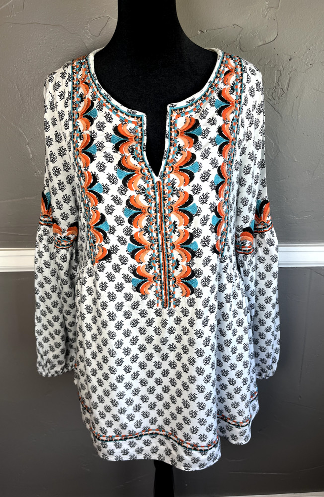 Sundance Women's Size M Multi-Color Embroidered Long Sleeve Top Boho
