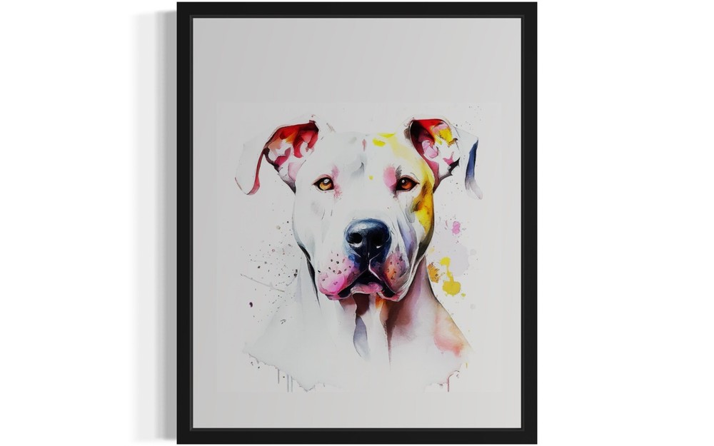 Dogo Argentinos Dog Watercolor Photo Art Print Poster Wall Art Painting