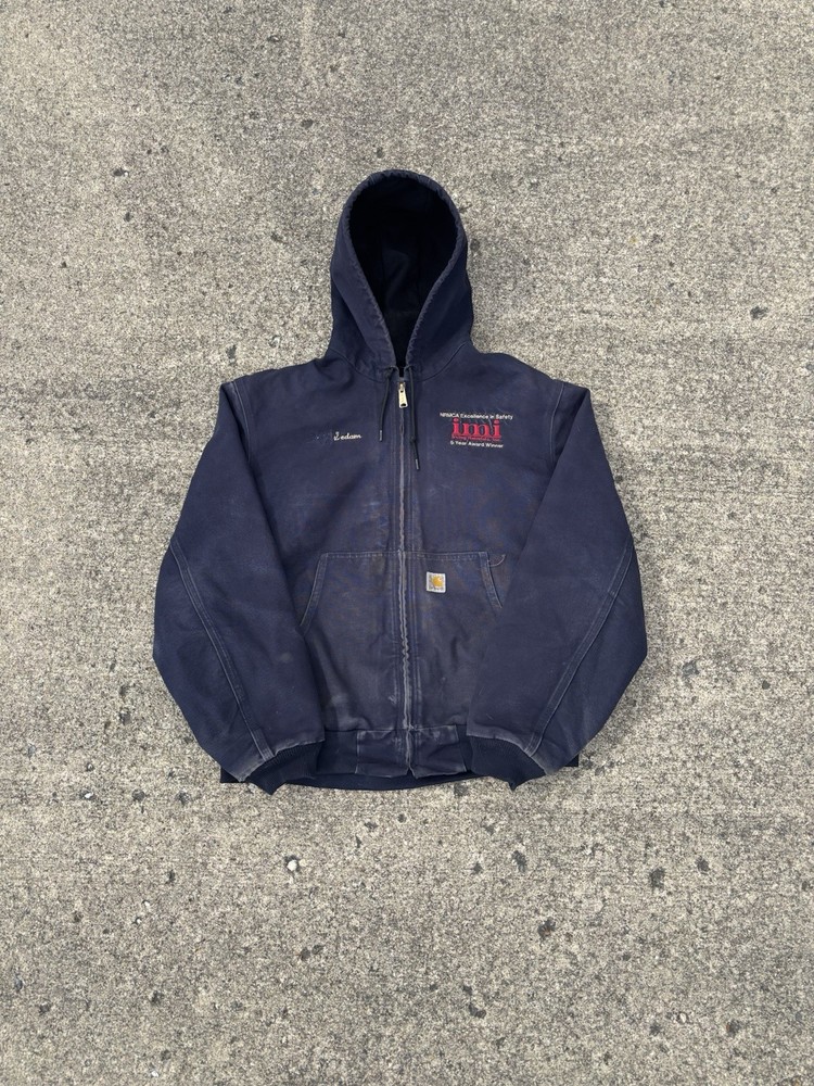 Navy Blue Faded Carhartt Jacket with some Distressing