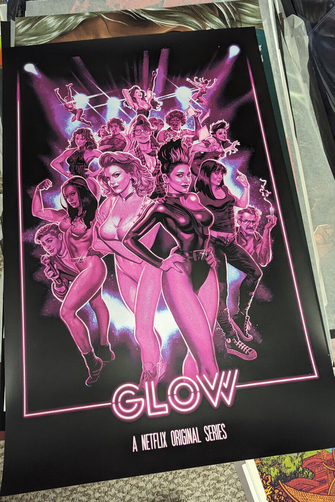 Netflix GLOW Screen Print Poster Wrestling John Keaveney 24x36 WWF WWE