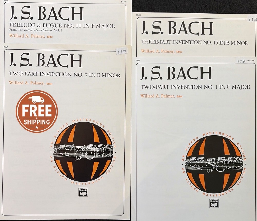 Bach Piano Sheet Music Bundle Inventions Sinfonia Prelude Fugue WTC Lot 4