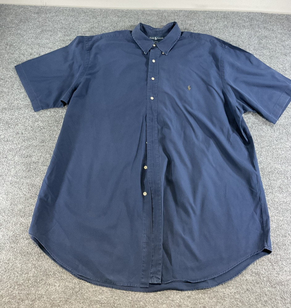 Polo Ralph Lauren Blake 2XL Navy Short Sleeve Button Up Shirt Pony Logo Cotton