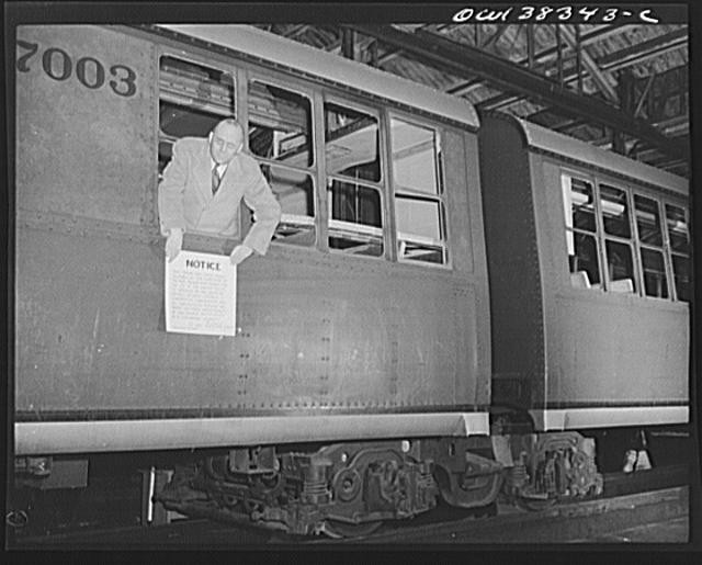 Photo:New York City NY Subway Train Car 7003 1900s Man Posting Notice