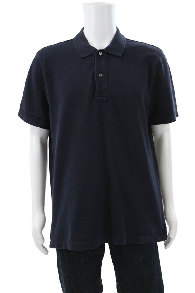 Tom Ford Mens Polo Shirt Blue Collared Short Sleeve Cotton Button Size LFree Shipping in US $100+ Orders | $6.95 Orders Below