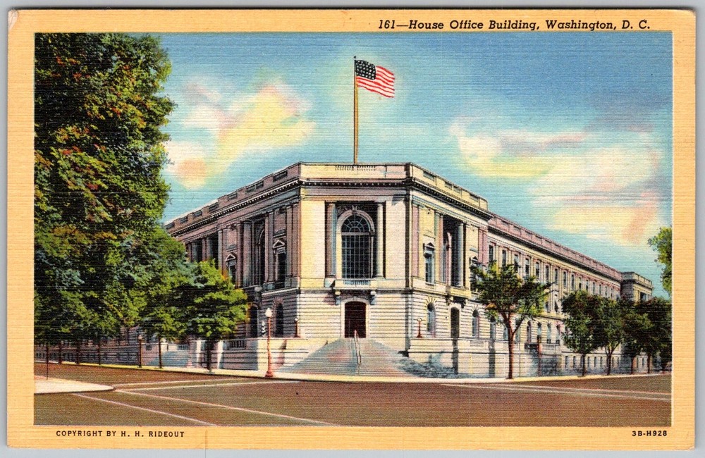 Vtg Linen Postcard House Office Building Entrance Washington, DC 1930s