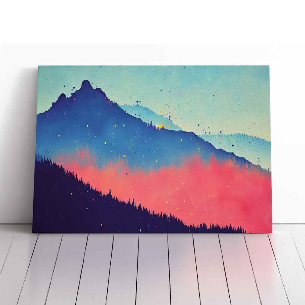 Painted Mountain Landscape Vol.3 Abstract Canvas Wall Art Print Framed Picture