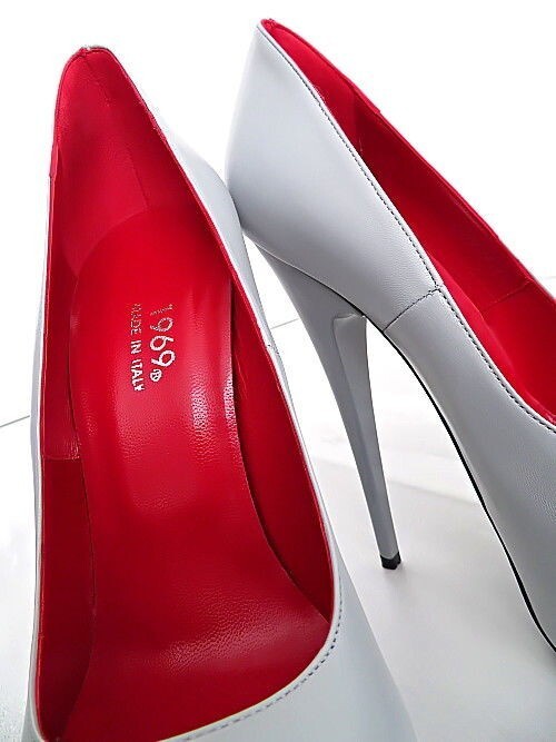 1969 Italian Leather Daffodile High Heels Grey Pumps Size 35