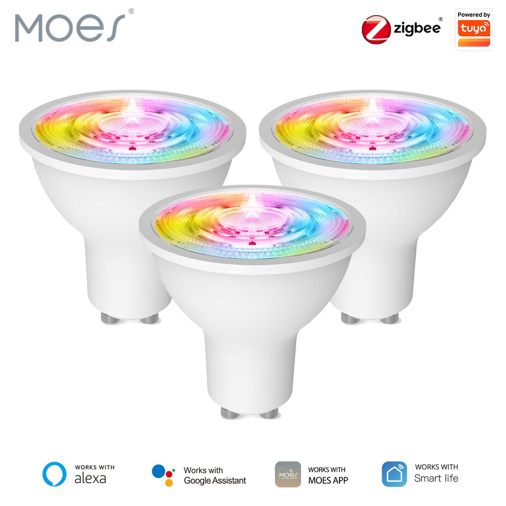 MOES ZigBee GU10 Smart LED Bulb 5W RGB C+W Light Bulb Dimmable Lamp APP