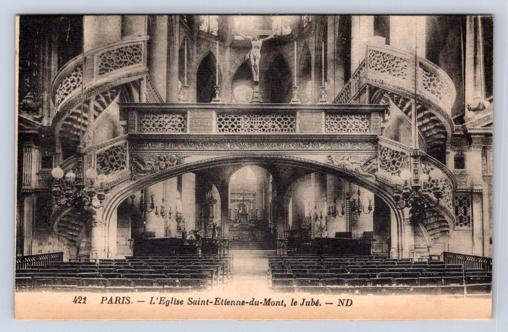 Vintage Postcard Paris L'Eglise Saint Etienne du Mont le Jube