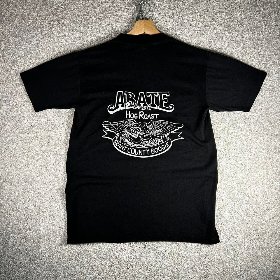 Vintage 80s Abate motorcycle biker single stitch black tee shirt tshirt Size M