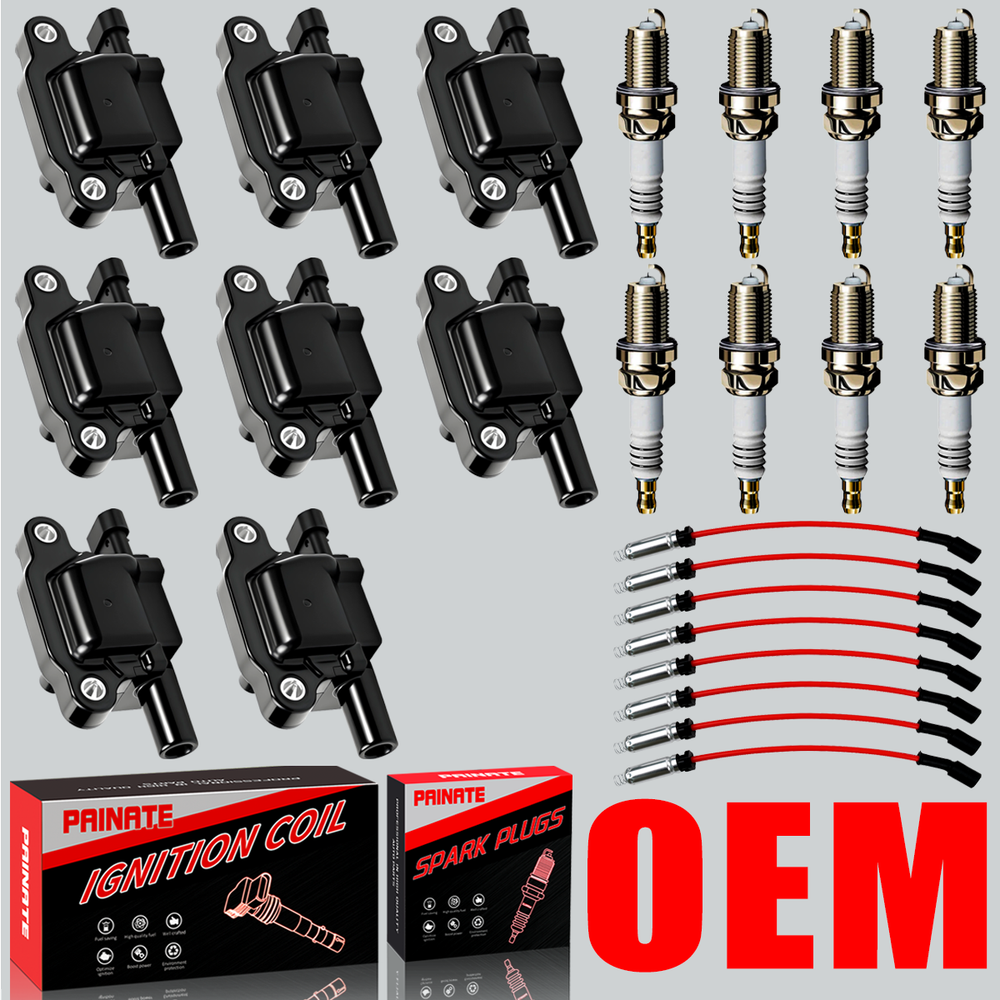 High-Performance 8X OEM Ignition Coil & Iridium Plugs Kit for Chevy GMC 5.3L 6.2L Engines