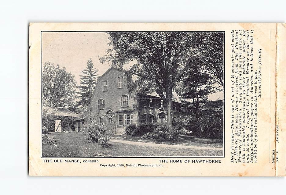 Postcard 1900 Detroit Photographic The Old Manse Concord MA Hawthorne Home