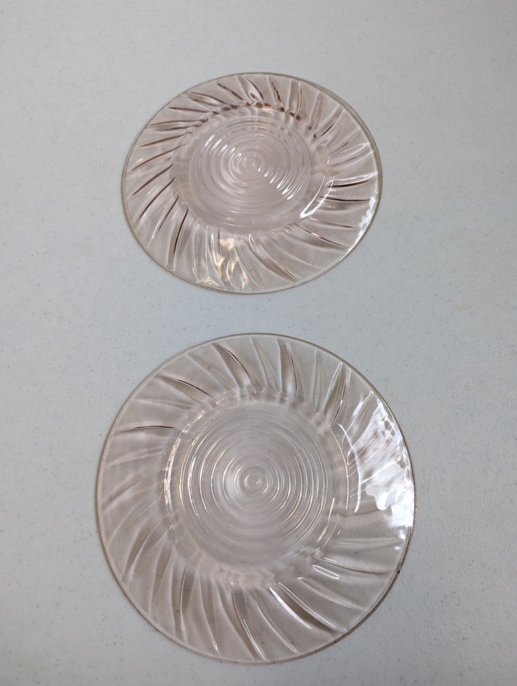 Pink Depression Glass Two (2) Salad/Dessert Plates 6