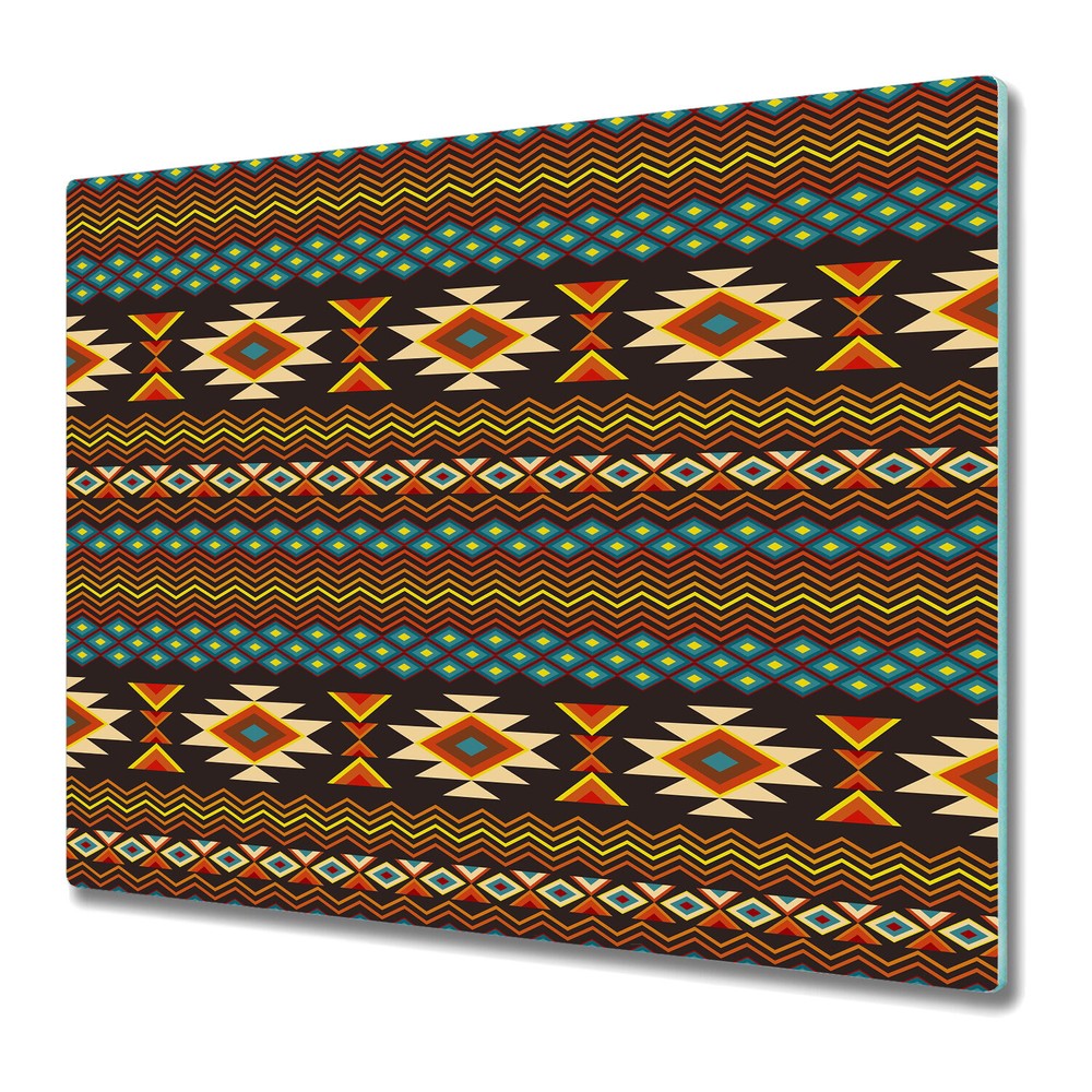 Glass Chopping Board Utensil Board Ethnic brown and yellow 60x52