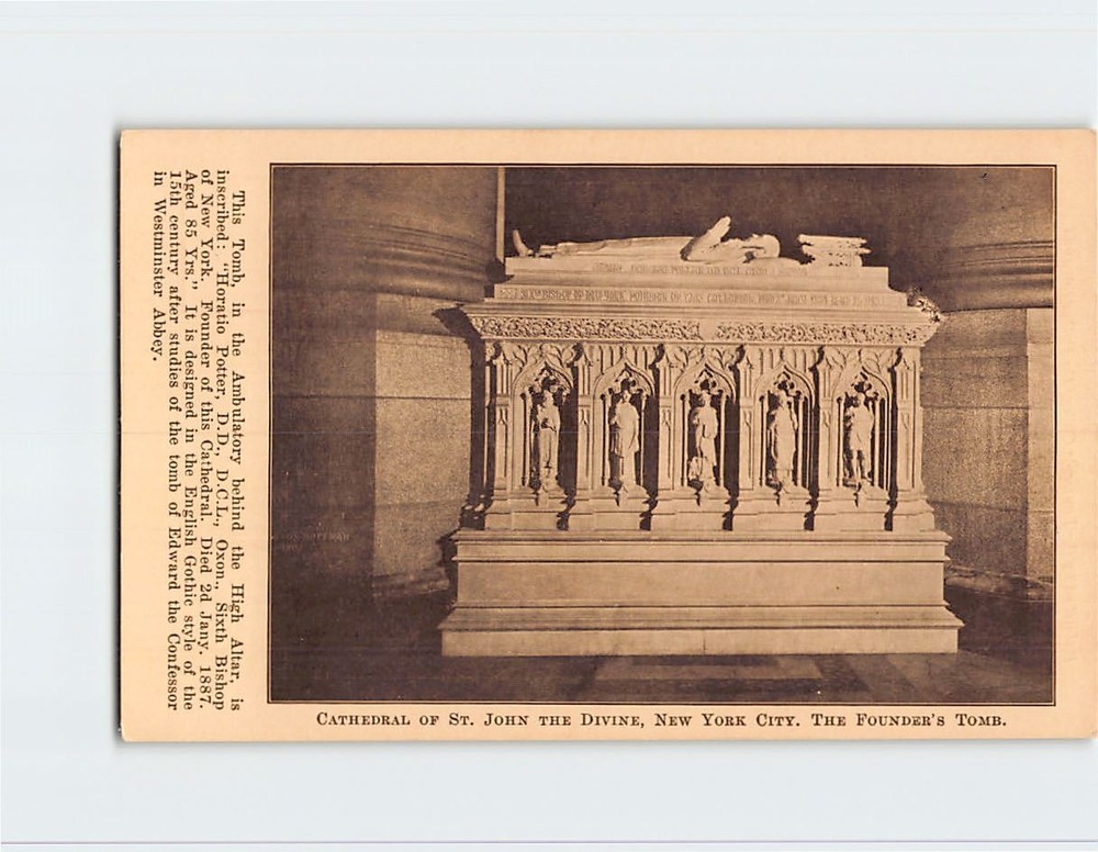 Postcard Cathedral of Saint St. John the Divine Founder's Tomb NYC New York City