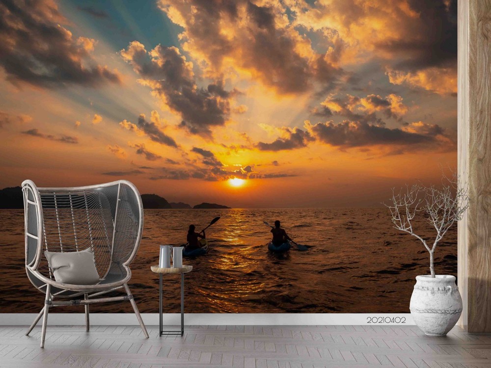 3D Ocean Sky Sunset Landscape Wall Murals Wallpaper Murals Wall Sticker