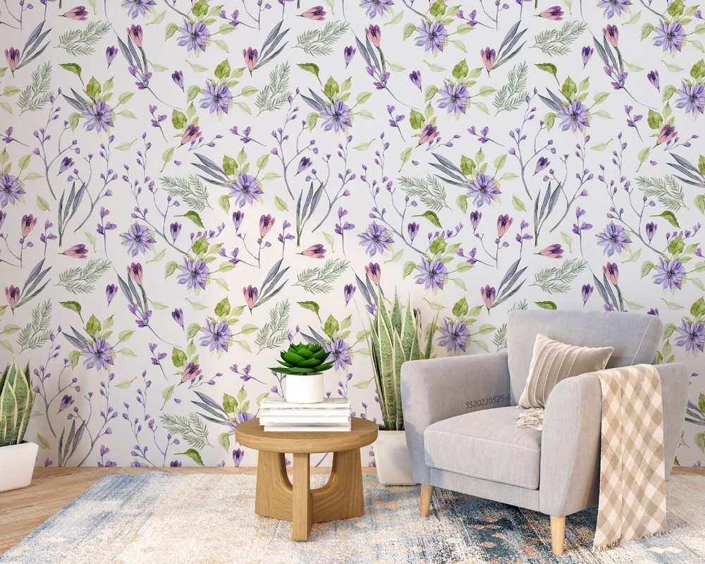 3D Flowers Leaves Watercolor Pattern Wall Murals Wallpaper Murals Wall Sticker