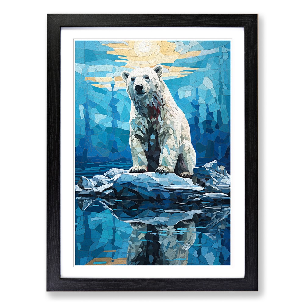 Polar Bear Orphism No.2 Framed Canvas Wall Art Print Poster Picture, Home Decor
