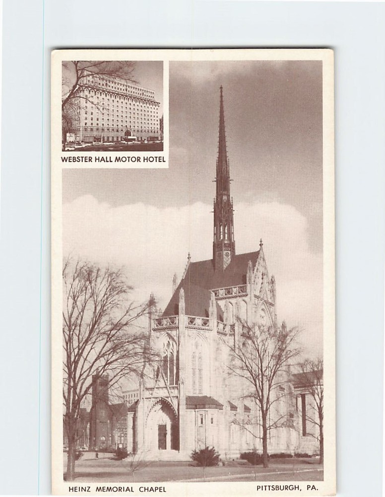 Postcard Heinz Memorial Chapel  &Webster Hall Hotel  Pittsburgh Pennsylvania