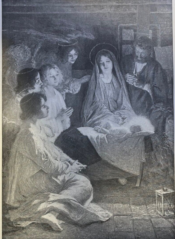 1899 Vintage Magazine Illustration The Birth of Christ by Walther Firle