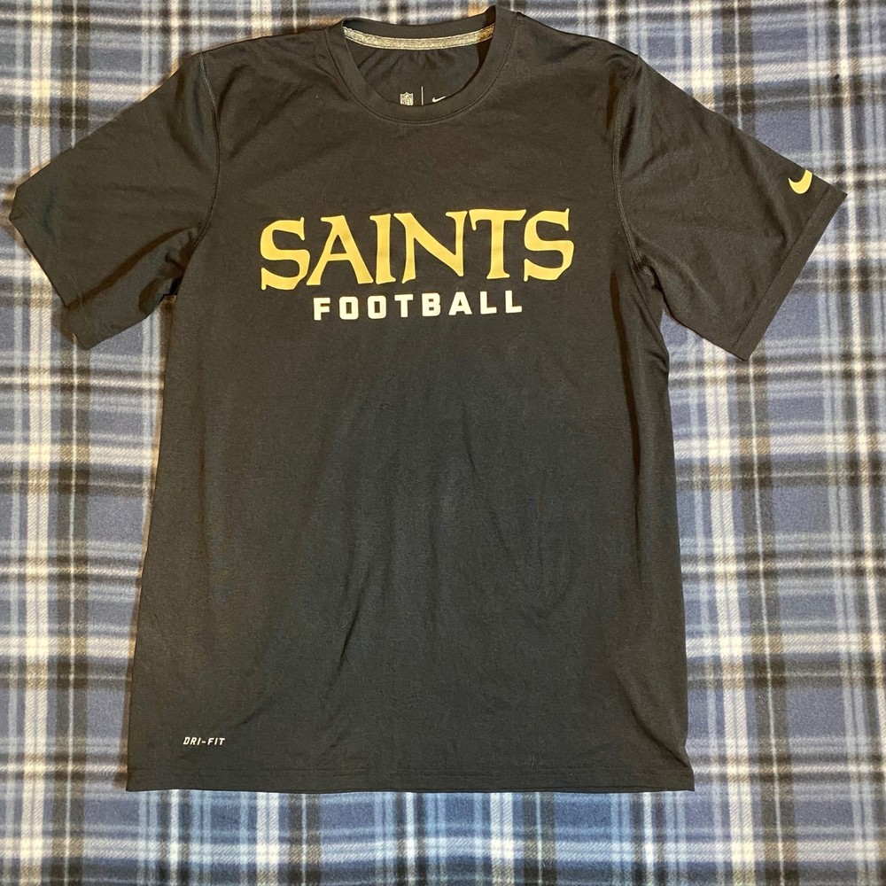 Nike New Orleans Saints NFL Mens Dri-FIT Onfield Apparel T-Shirt Black Gold M