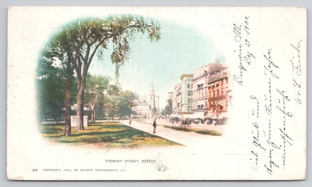 1900 Tremont Street Boston MA Detroit Photographic Postcard 1904 Postmark