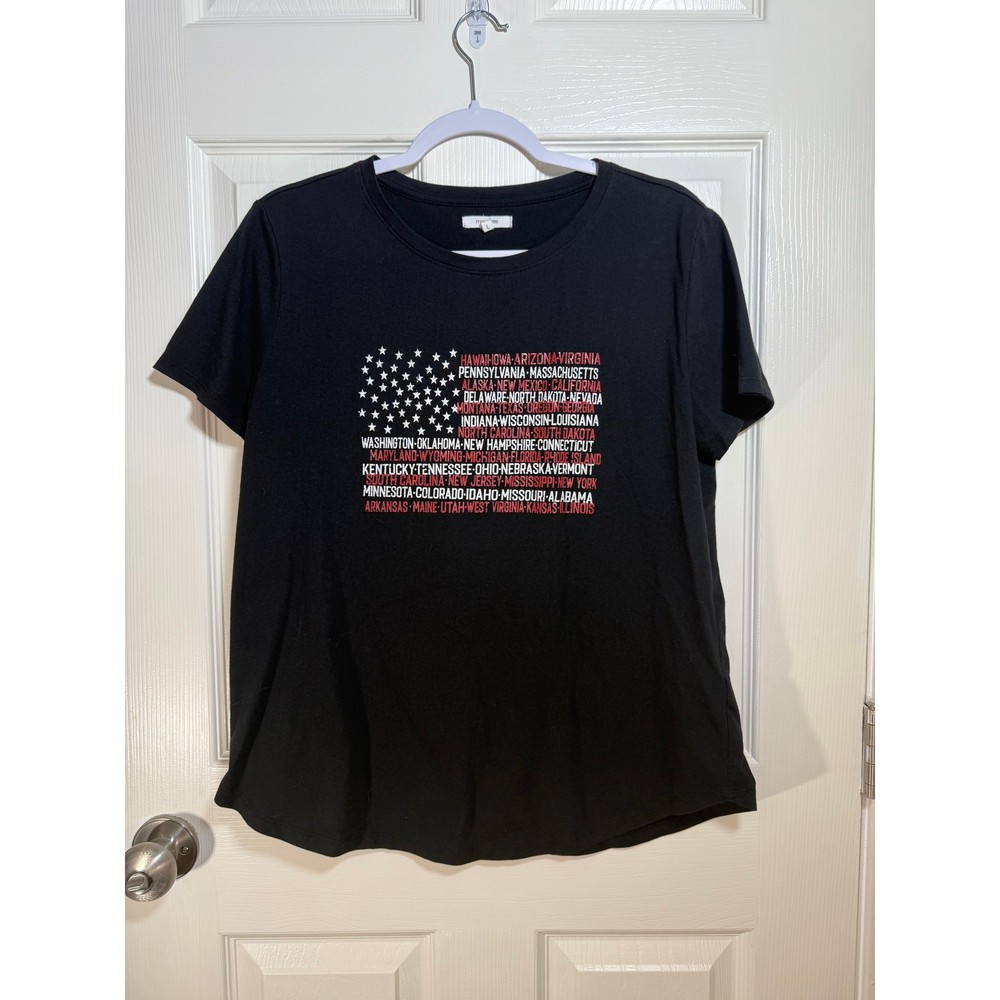 Women's Maurices Size L USA Short Sleeve Shirt Black