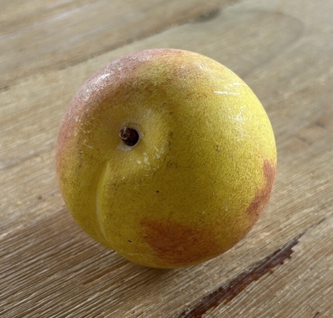 Hand Carved Marble Stone Alabaster Realistic Fruit YELLOW PEACH 3”