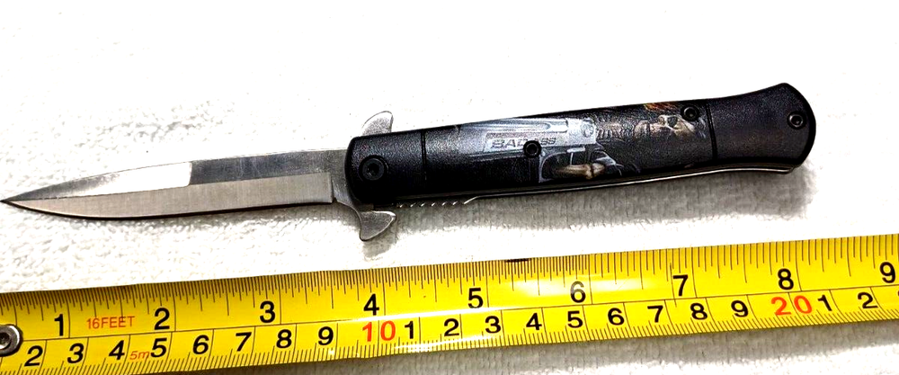 BAD ASS SPRING ASSISTED KNIFE STILETTO STYLE 8 INCH OVERALL APPROX. REAPER