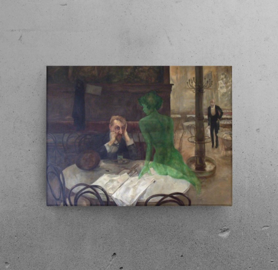 The Absinthe Drinker Canvas/Poster Wall Art - Czech Painting Print-image