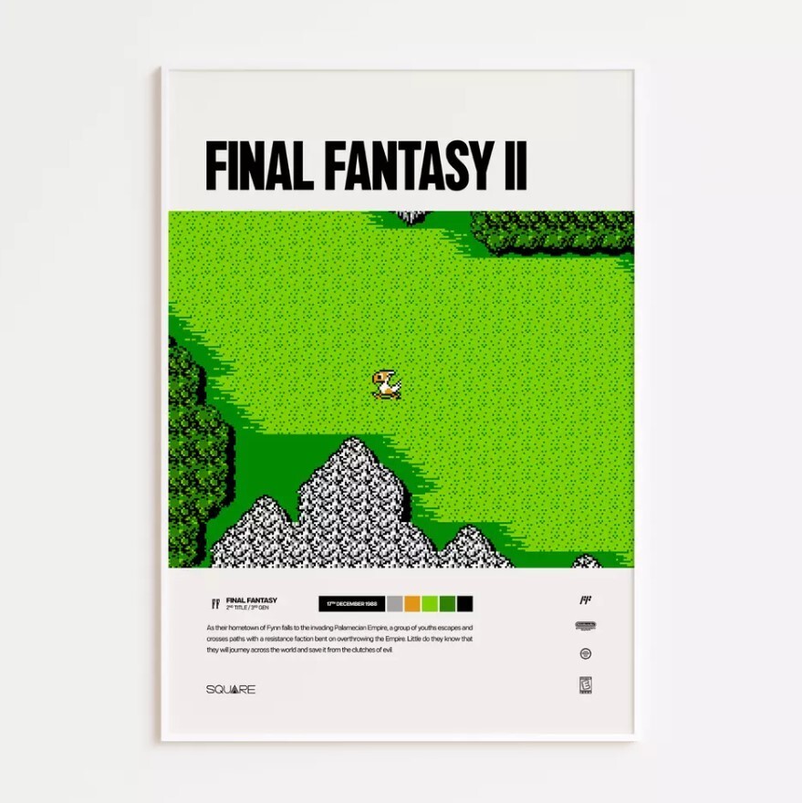Final Fantasy II (1988) Video Game Art Poster / Print