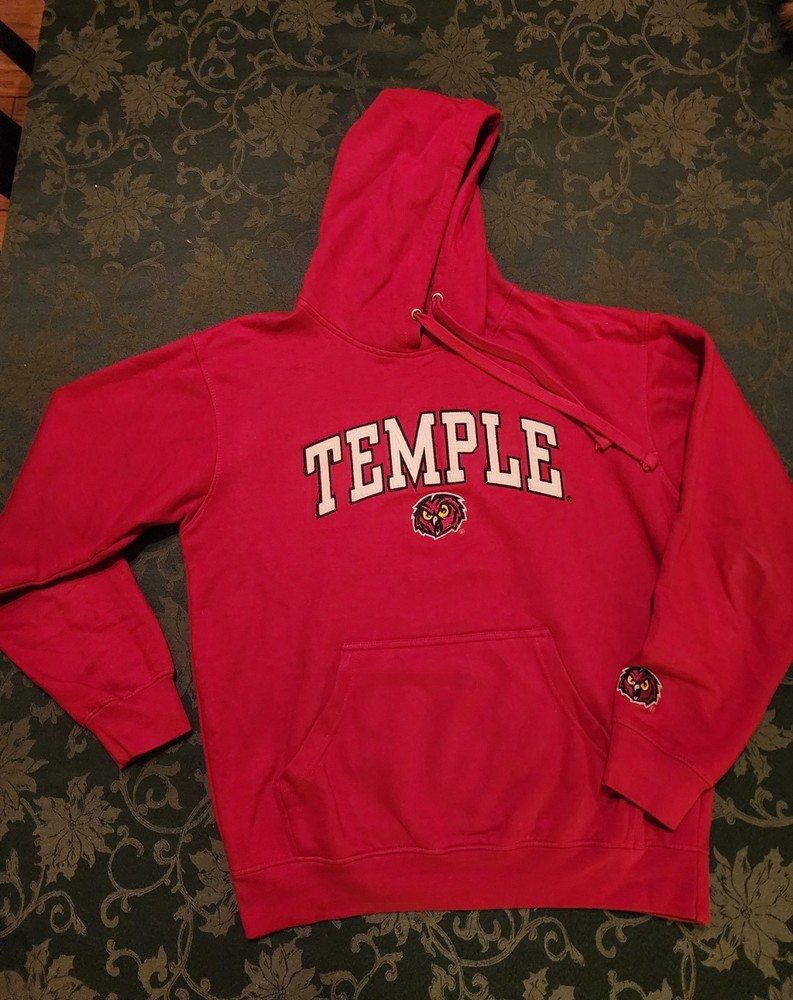 Temple University Red Owl Hoodie Sweatshirt Medium