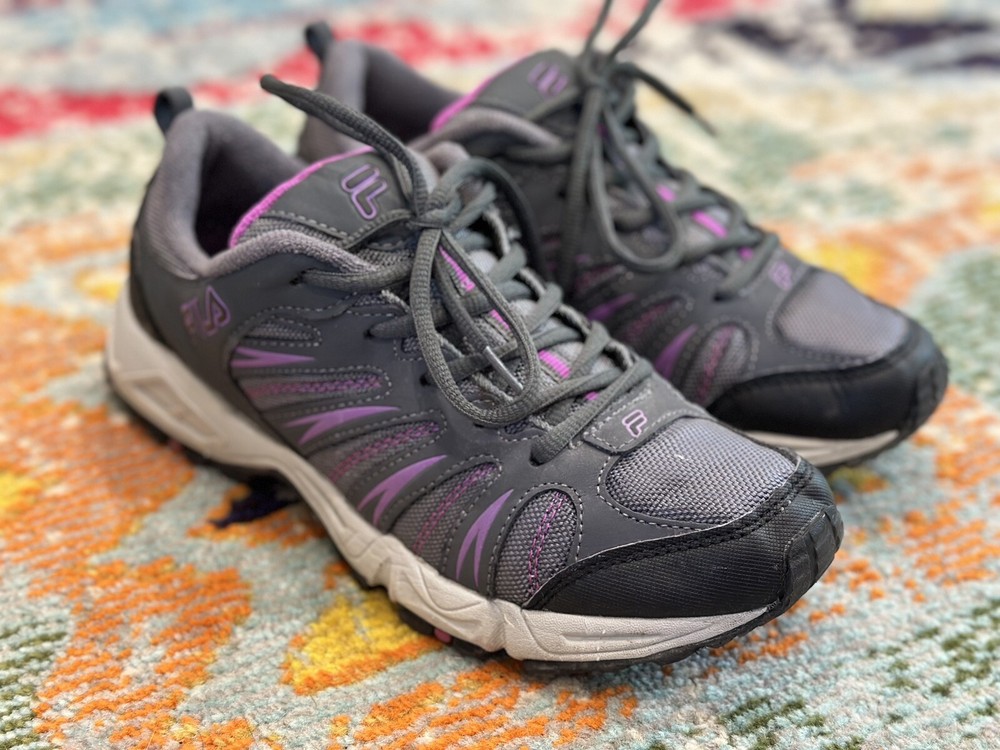 FILA DLS Foam Ladies Grey Purple Running Athletic  Shoes 5SH40082-088 Size 8.5