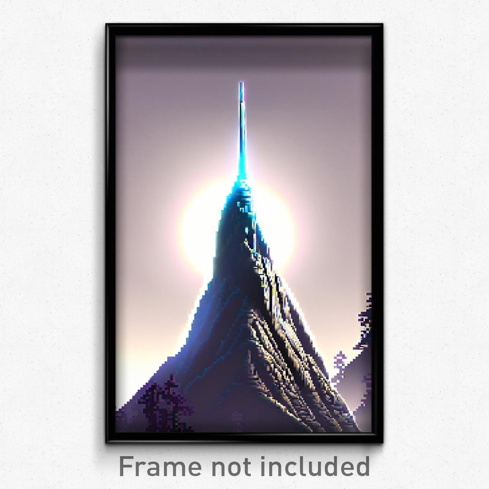 8-Bit Pixel Art Psychedelic Trippy Video Game Poster - Glossy Peak