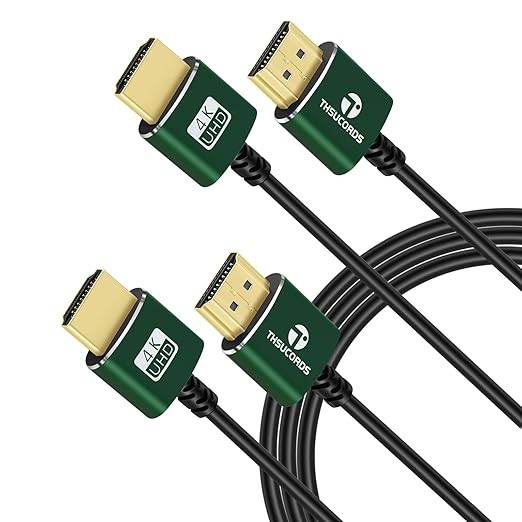 Thin HDMI to HDMI Cable 1FT 2 Pack, Ultra Slim & Flexible HDMI Cord Supports