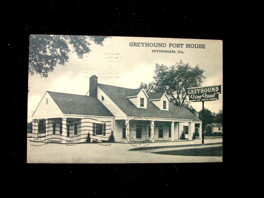 Vintage Postcard Greyhound Post House Restaurant & Bus Depot Effingham Illinois