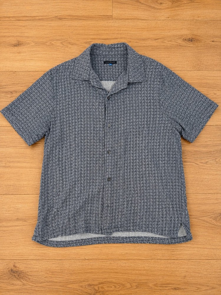 Vince Camuto Men's XL Short Sleeve Button Front Shirt Geometric Print Casual