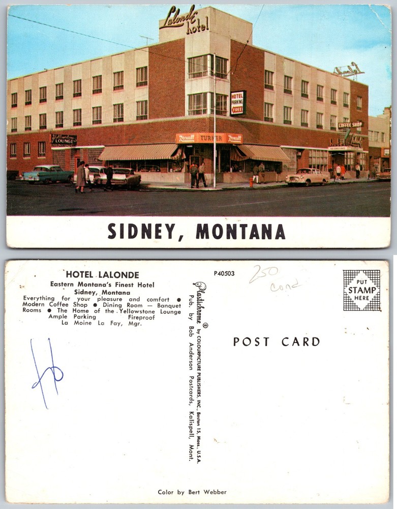 Hotel LaLonde Sidney Montana Postcard