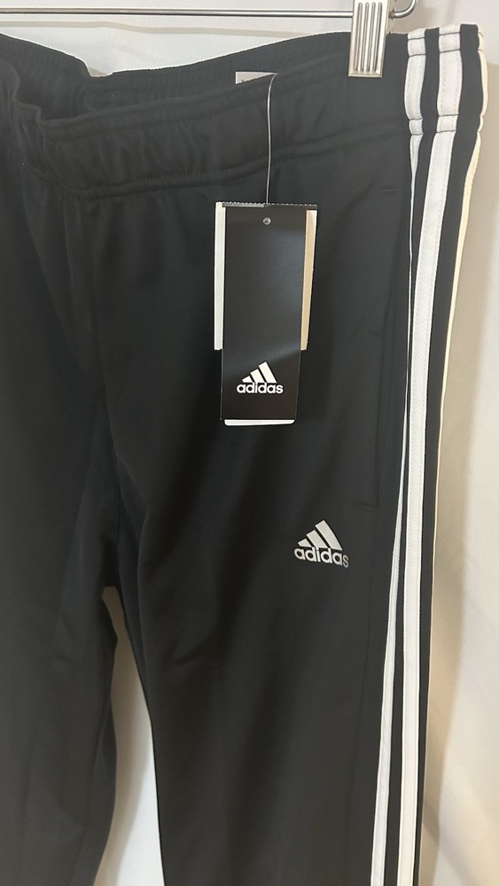 adidas Men’s Track Pants Black/White 3-Stripes Solid Activewear Size L