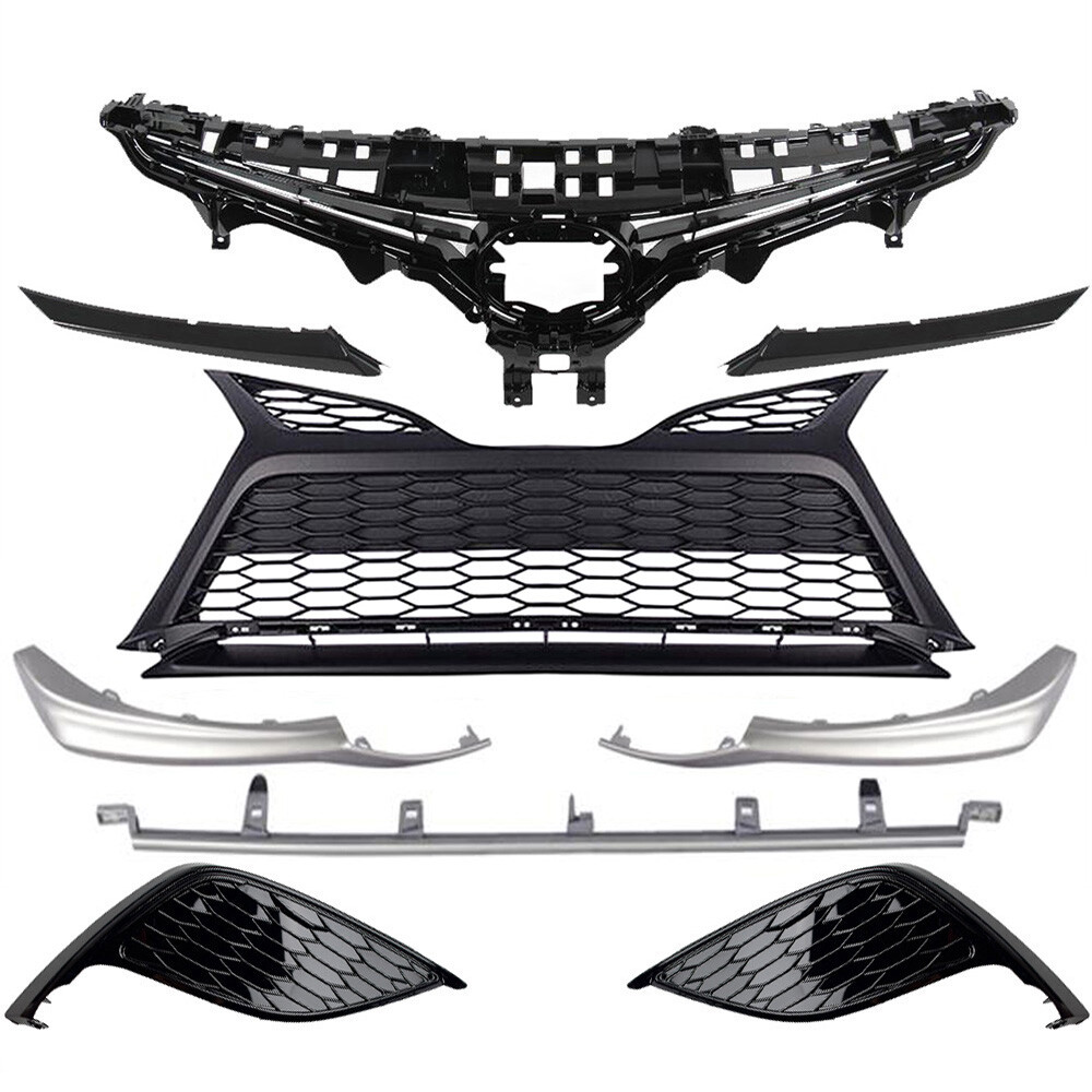 2021-2023 Toyota Camry SE XSE BK Trim Front Grille Fog Light Bezel Set 9pcs