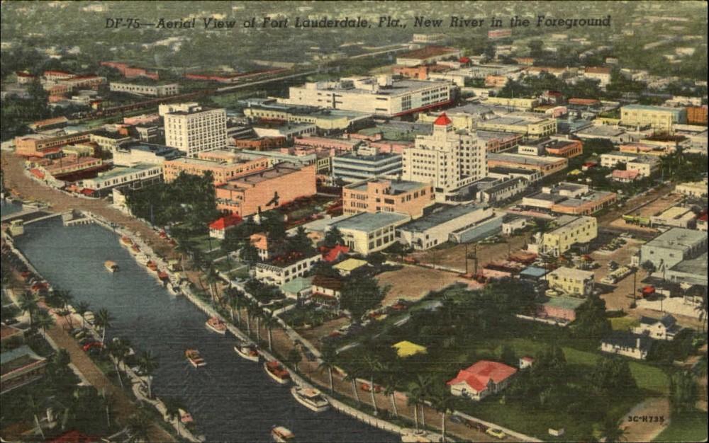 Fort Lauderdale Florida FL and New River aerial view 1940s