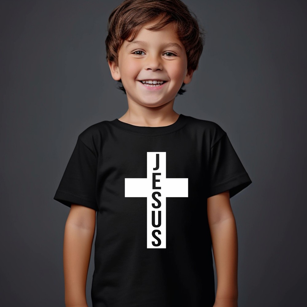 Jesus Cross Kids T-Shirt Christian Cross Religious Faith Disciple Church Bible T