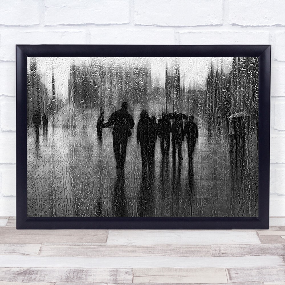 After The Raining Street Abstract People Silhouette Graphic Drop Wall Art Print-image
